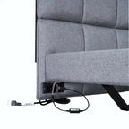 Full Size Upholstered Platform Bed with LED Lights and USB Ports