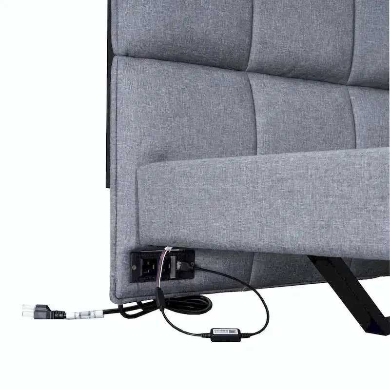 Full Size Upholstered Platform Bed with LED Lights and USB Ports