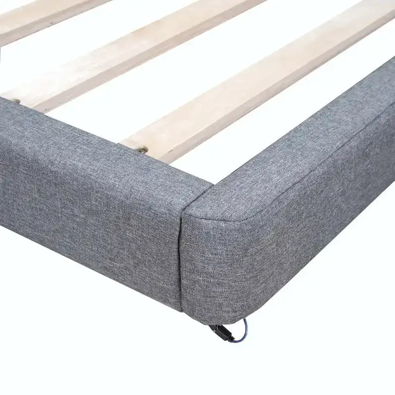 Full Size Upholstered Platform Bed with LED Lights and USB Ports