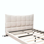 Full Size Upholstered Platform Bed with LED Lights and USB Ports