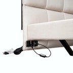 Full Size Upholstered Platform Bed with LED Lights and USB Ports