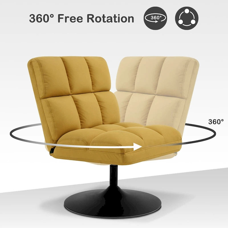 Modern Swivel Accent Chair – Upholstered Armless Leisure Chair