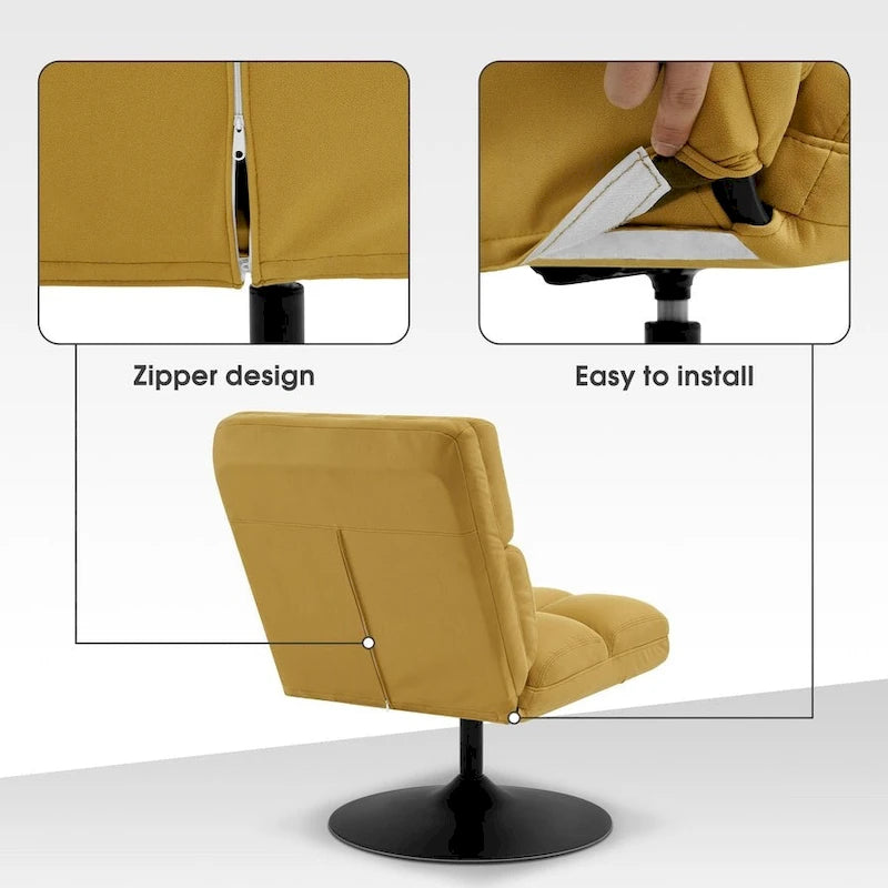 Modern Swivel Accent Chair – Upholstered Armless Leisure Chair