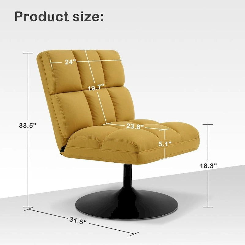 Modern Swivel Accent Chair – Upholstered Armless Leisure Chair