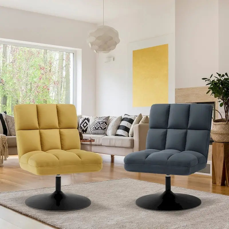Modern Swivel Accent Chair – Upholstered Armless Leisure Chair