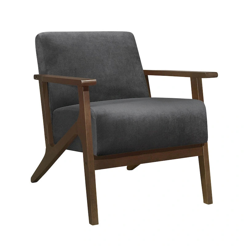 32" Transitional Velvet Accent Armchair, Rubberwood Frame, Pocket Coil, 300 lbs