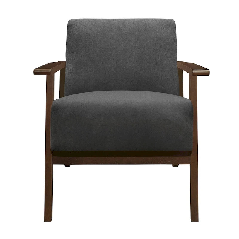 32" Transitional Velvet Accent Armchair, Rubberwood Frame, Pocket Coil, 300 lbs