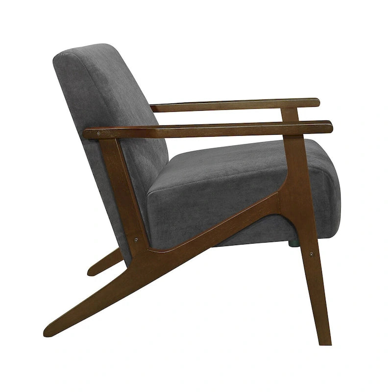 32" Transitional Velvet Accent Armchair, Rubberwood Frame, Pocket Coil, 300 lbs