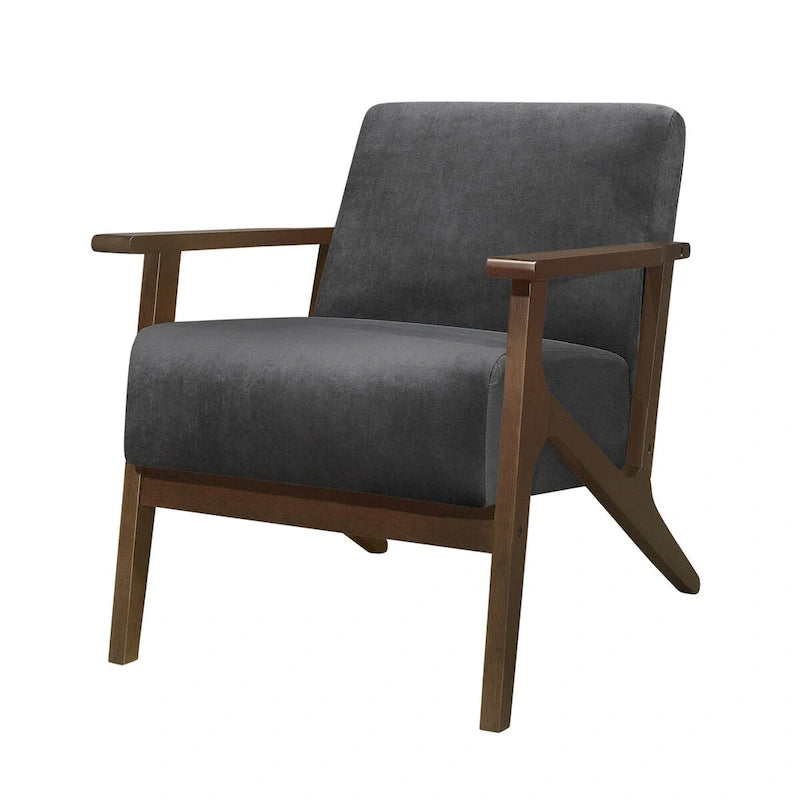 32" Transitional Velvet Accent Armchair, Rubberwood Frame, Pocket Coil, 300 lbs