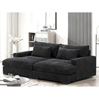 Extra Large Corduroy Sleeper Sofa, Double Chaise, Converts to Twin Bed, Modern Living Room