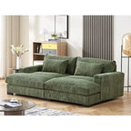 Extra Large Corduroy Sleeper Sofa, Double Chaise, Converts to Twin Bed, Modern Living Room