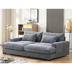 Extra Large Corduroy Sleeper Sofa, Double Chaise, Converts to Twin Bed, Modern Living Room