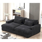 Extra Large Corduroy Sleeper Sofa, Double Chaise, Converts to Twin Bed, Modern Living Room