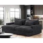 Extra Large Corduroy Sleeper Sofa, Double Chaise, Converts to Twin Bed, Modern Living Room