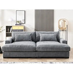 Extra Large Corduroy Sleeper Sofa, Double Chaise, Converts to Twin Bed, Modern Living Room