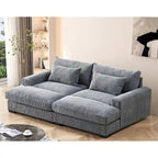 Extra Large Corduroy Sleeper Sofa, Double Chaise, Converts to Twin Bed, Modern Living Room
