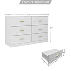 Modern 6-Drawer Dresser for Bedroom - Ample Storage Wide Chest of Drawers, Sturdy & Safe