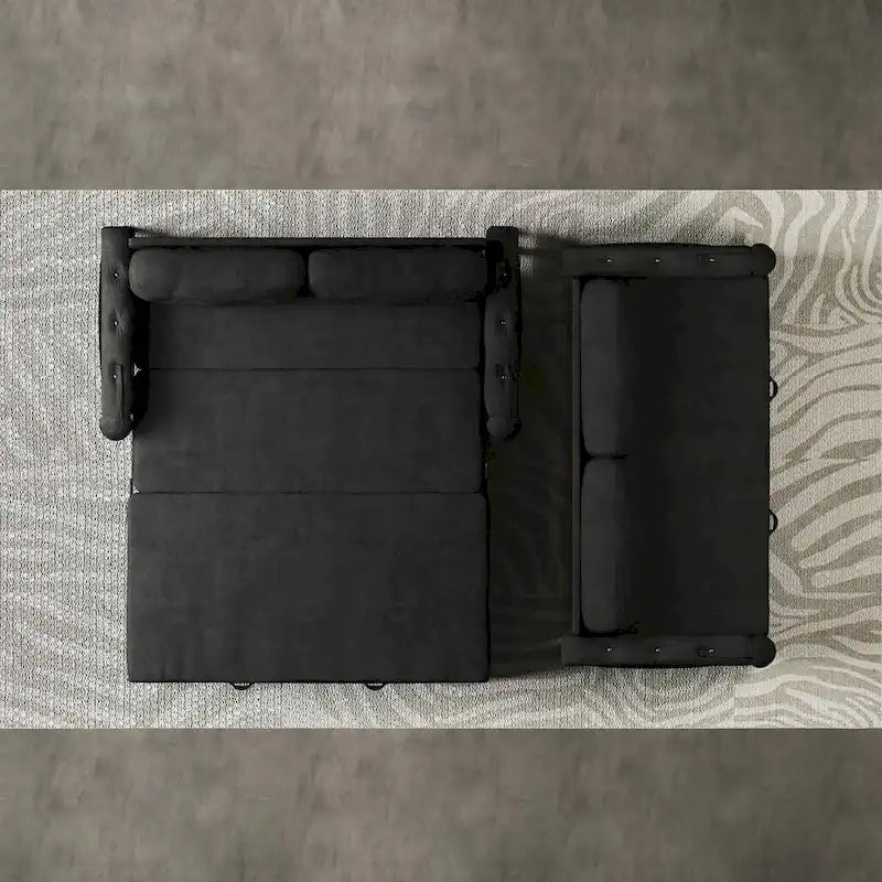 66.2 Queen Pull Out Sofa Bed with Storage and 2 Soft Pillows