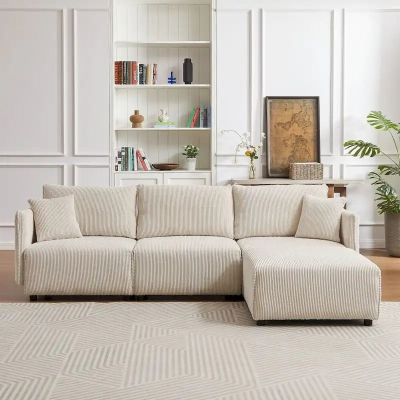 106" Modular Corduroy Sectional Sofa, Multi-Piece Combination, Modern Minimalist Style