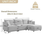 106" Modular Corduroy Sectional Sofa, Multi-Piece Combination, Modern Minimalist Style