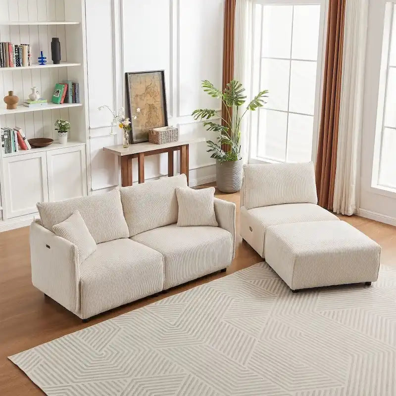 106" Modular Corduroy Sectional Sofa, Multi-Piece Combination, Modern Minimalist Style