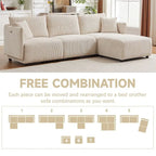 106" Modular Corduroy Sectional Sofa, Multi-Piece Combination, Modern Minimalist Style