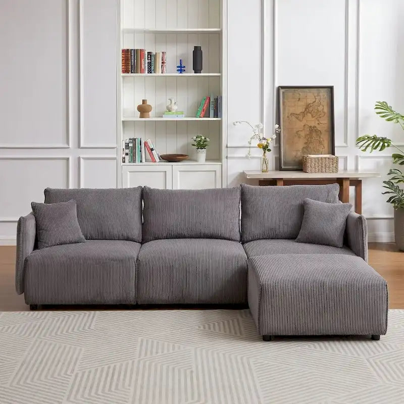 106" Modular Corduroy Sectional Sofa, Multi-Piece Combination, Modern Minimalist Style