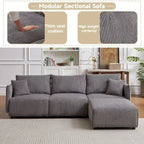 106" Modular Corduroy Sectional Sofa, Multi-Piece Combination, Modern Minimalist Style