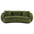 Modern Curved Fabric Sofa, Fixed Cushions, Sinuous Spring Support, 90"W
