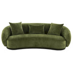 Modern Curved Fabric Sofa, Fixed Cushions, Sinuous Spring Support, 90"W