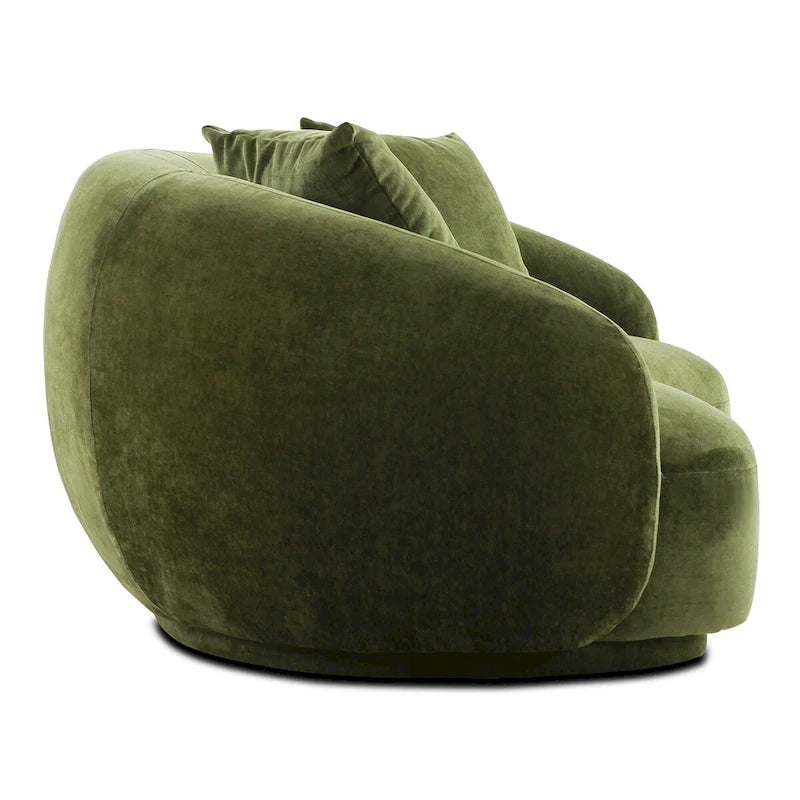 Modern Curved Fabric Sofa, Fixed Cushions, Sinuous Spring Support, 90"W