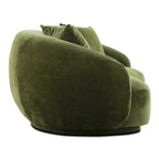 Modern Curved Fabric Sofa, Fixed Cushions, Sinuous Spring Support, 90"W