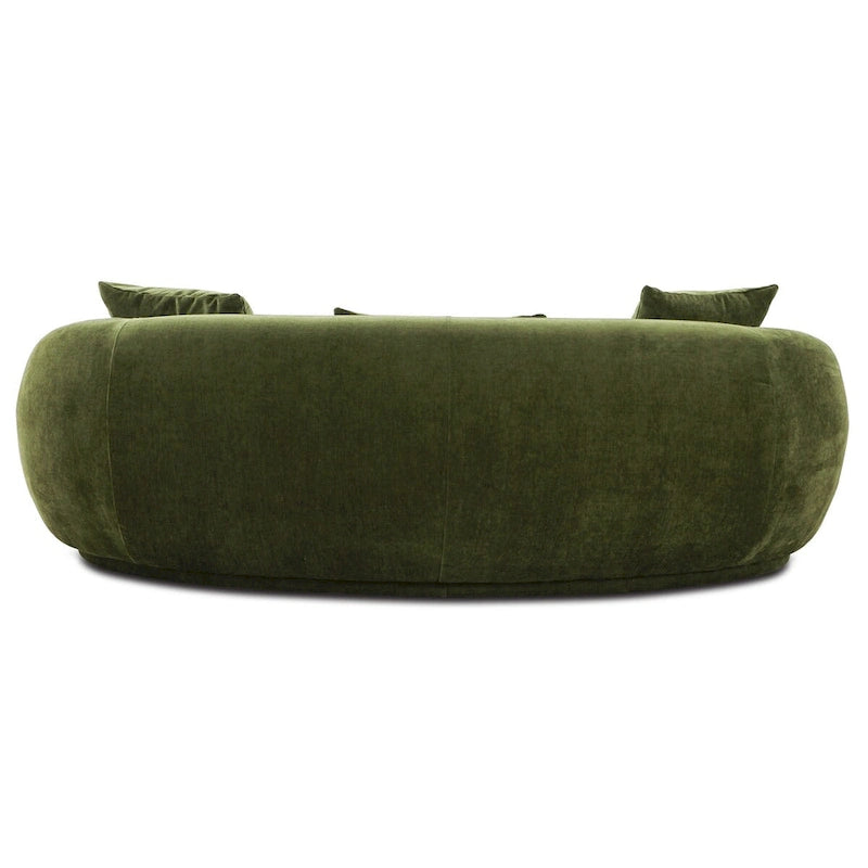 Modern Curved Fabric Sofa, Fixed Cushions, Sinuous Spring Support, 90"W