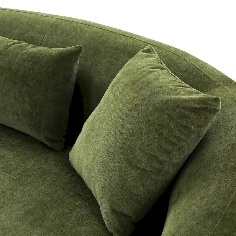 Modern Curved Fabric Sofa, Fixed Cushions, Sinuous Spring Support, 90"W