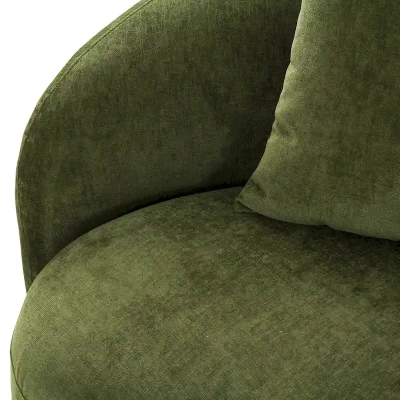 Modern Curved Fabric Sofa, Fixed Cushions, Sinuous Spring Support, 90"W