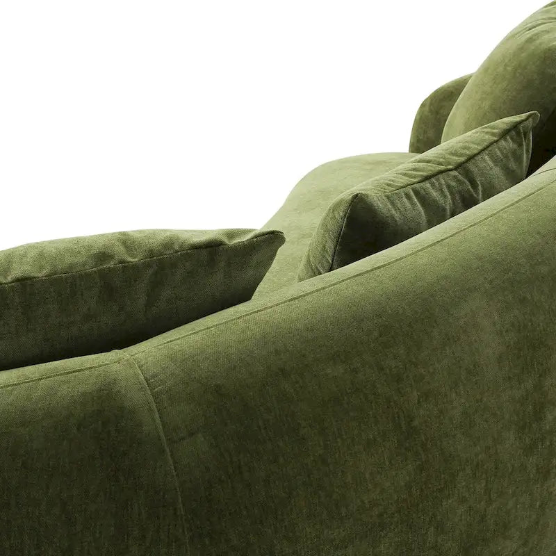 Modern Curved Fabric Sofa, Fixed Cushions, Sinuous Spring Support, 90"W