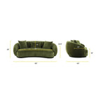 Modern Curved Fabric Sofa, Fixed Cushions, Sinuous Spring Support, 90"W