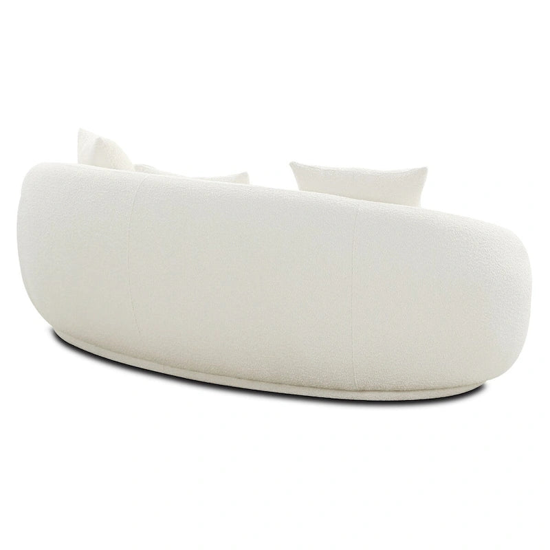 Modern Curved Fabric Sofa, Fixed Cushions, Sinuous Spring Support, 90"W