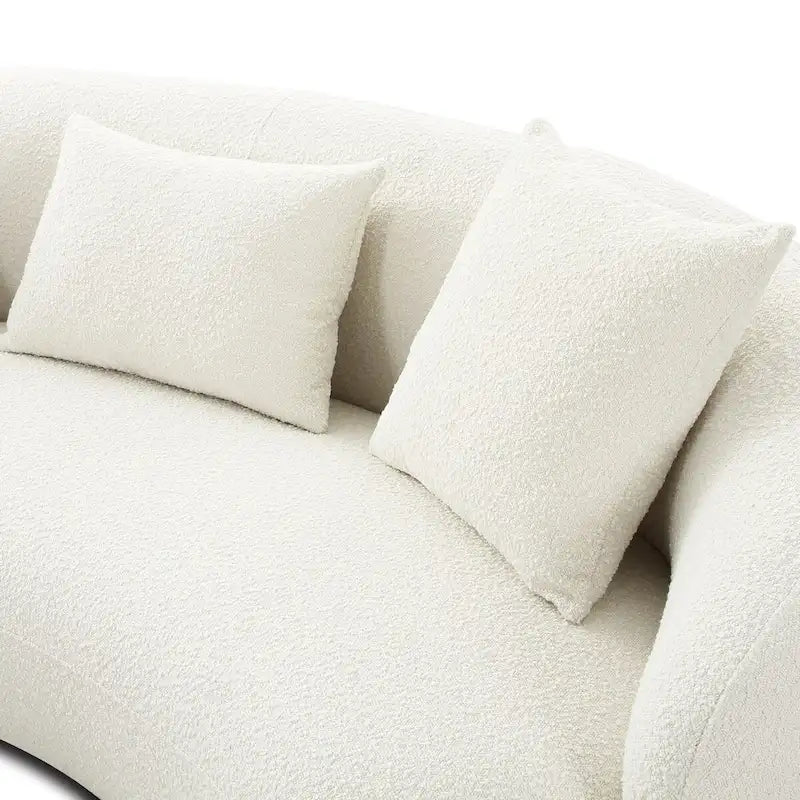Modern Curved Fabric Sofa, Fixed Cushions, Sinuous Spring Support, 90"W