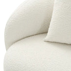 Modern Curved Fabric Sofa, Fixed Cushions, Sinuous Spring Support, 90"W