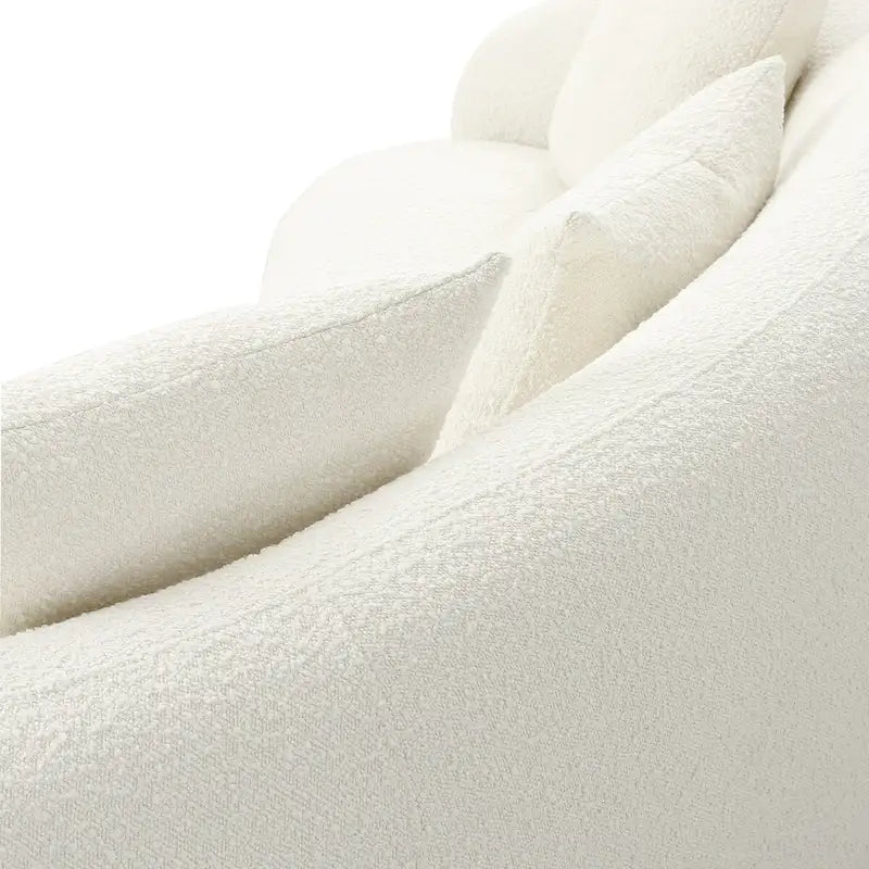 Modern Curved Fabric Sofa, Fixed Cushions, Sinuous Spring Support, 90"W