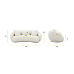 Modern Curved Fabric Sofa, Fixed Cushions, Sinuous Spring Support, 90"W