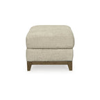 Transitional Upholstered Ottoman with Plush Cushion & Faux Wood Trim, 44"W