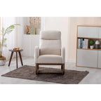 Mid-Century Modern Upholstered Rocking Chair, High Back, Solid Wood Frame, 300 lbs