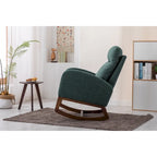 Mid-Century Modern Upholstered Rocking Chair, High Back, Solid Wood Frame, 300 lbs