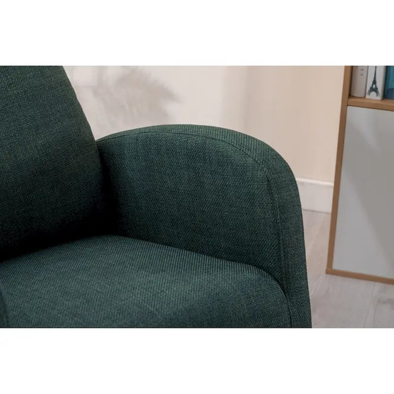 Mid-Century Modern Upholstered Rocking Chair, High Back, Solid Wood Frame, 300 lbs