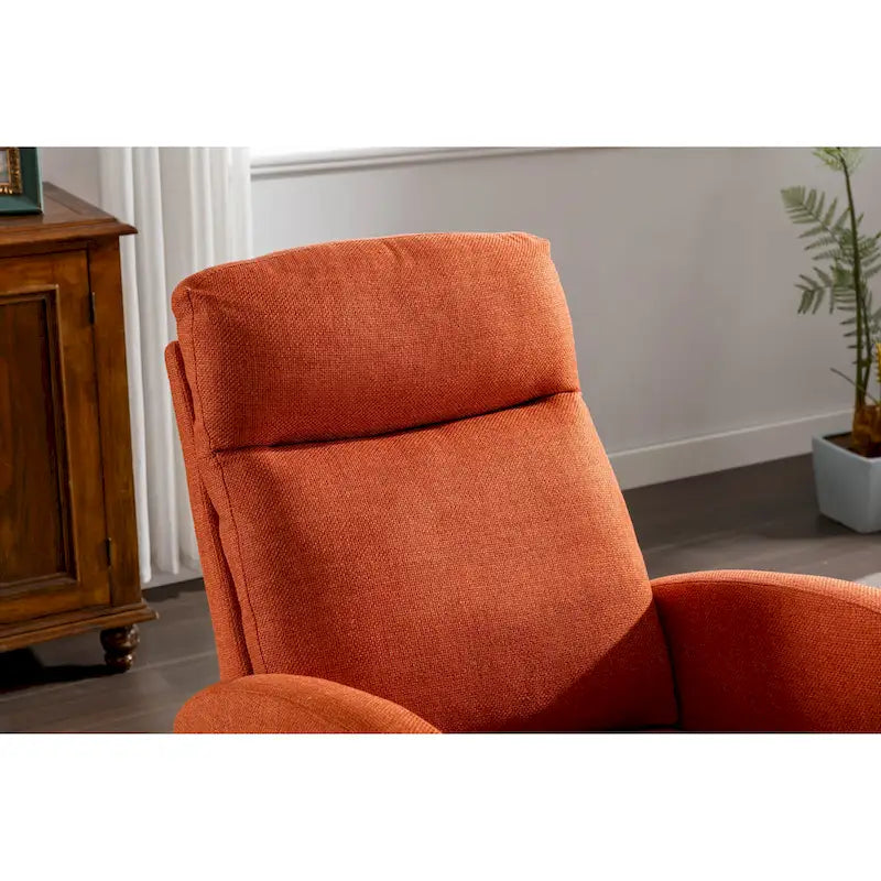 Mid-Century Modern Upholstered Rocking Chair, High Back, Solid Wood Frame, 300 lbs