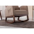 Mid-Century Modern Upholstered Rocking Chair, High Back, Solid Wood Frame, 300 lbs