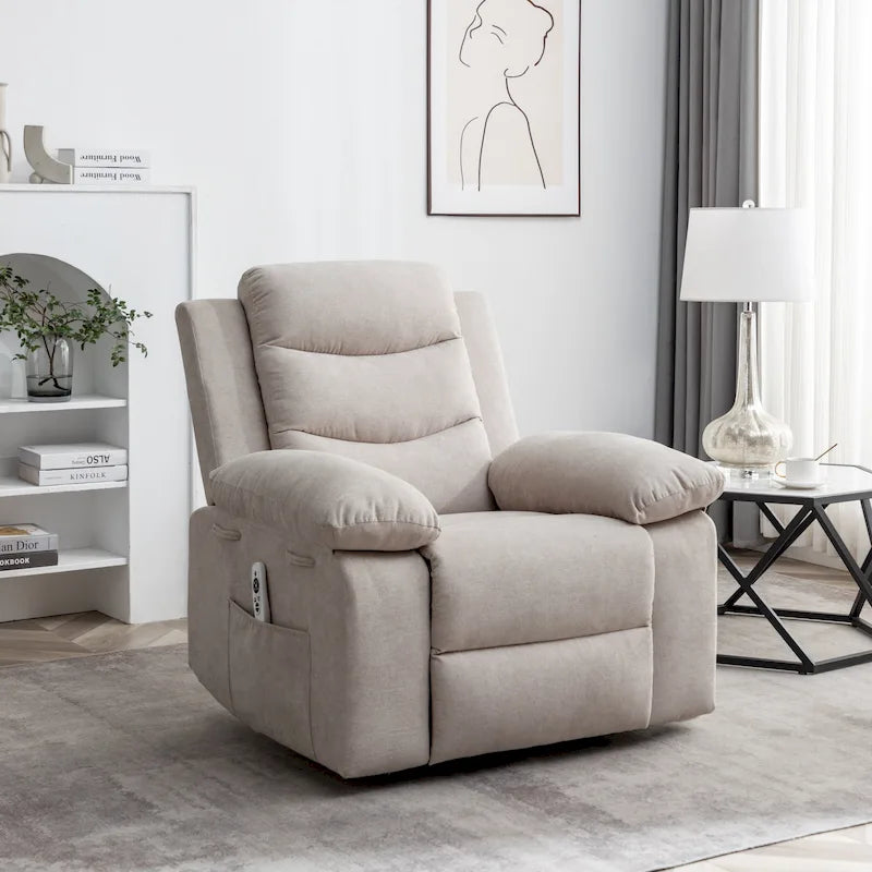 Electric recliner with seat heating and adjustable massage function
