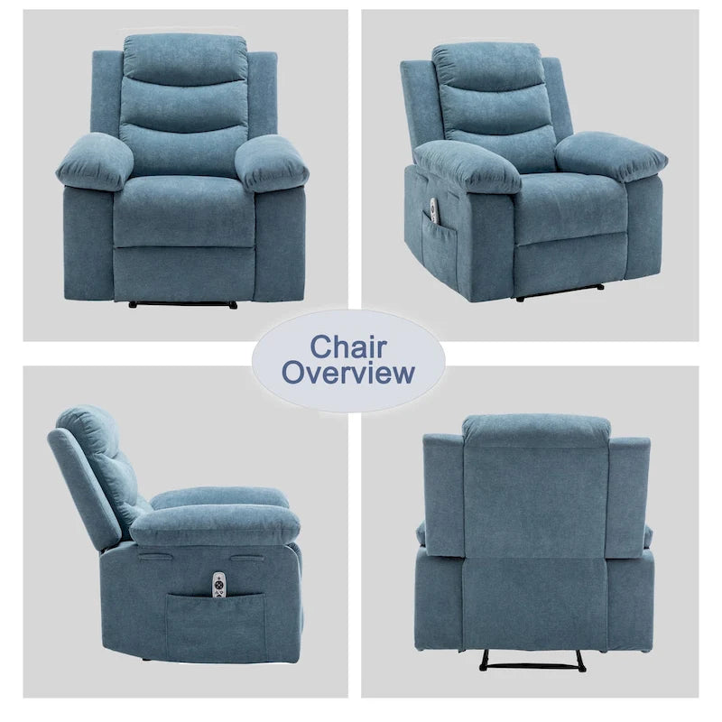 Electric recliner with seat heating and adjustable massage function